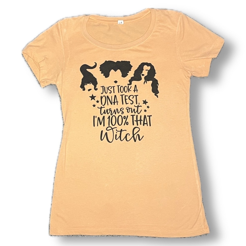 Peach Graphic Tee with Hocus Pocus Witches